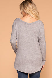 Heather Grey V-Neck Long Sleeve Top