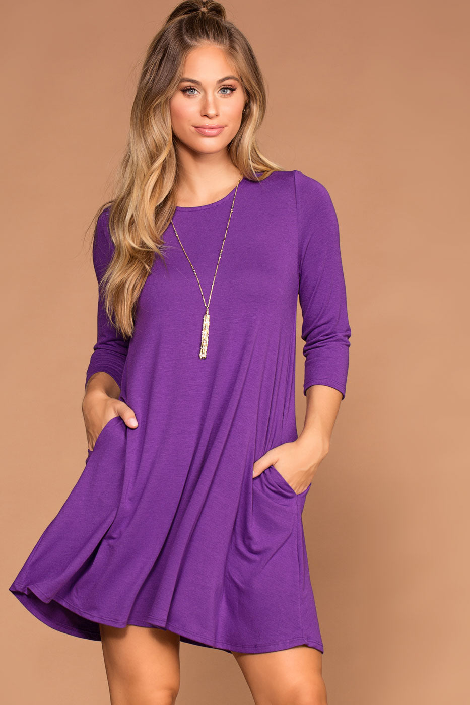 Purple Swing Pocket Dress