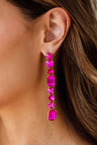 Fuchsia Crystal Dangle Earrings