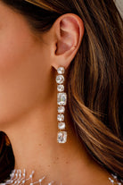 White Crystal Dangle Earrings
