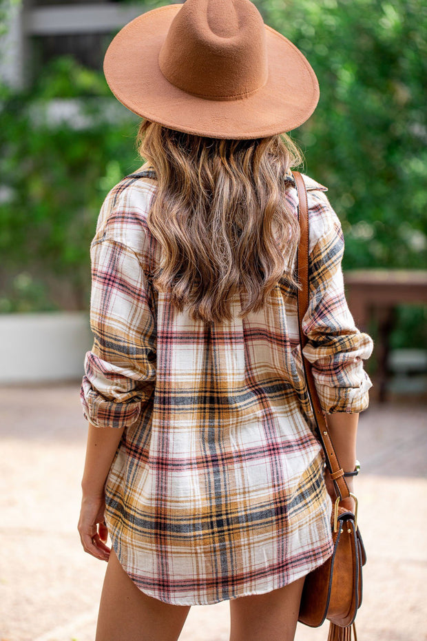 Saffron Plaid Flannel Top