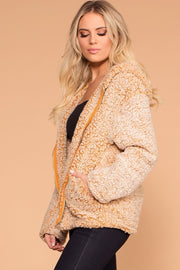 Mustard Sherpa Zip-Up Hoodie Jacket