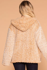 Mustard Sherpa Zip-Up Hoodie Jacket