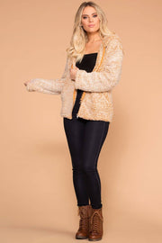 Mustard Sherpa Zip-Up Hoodie Jacket