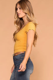 Mustard Button Crop Top