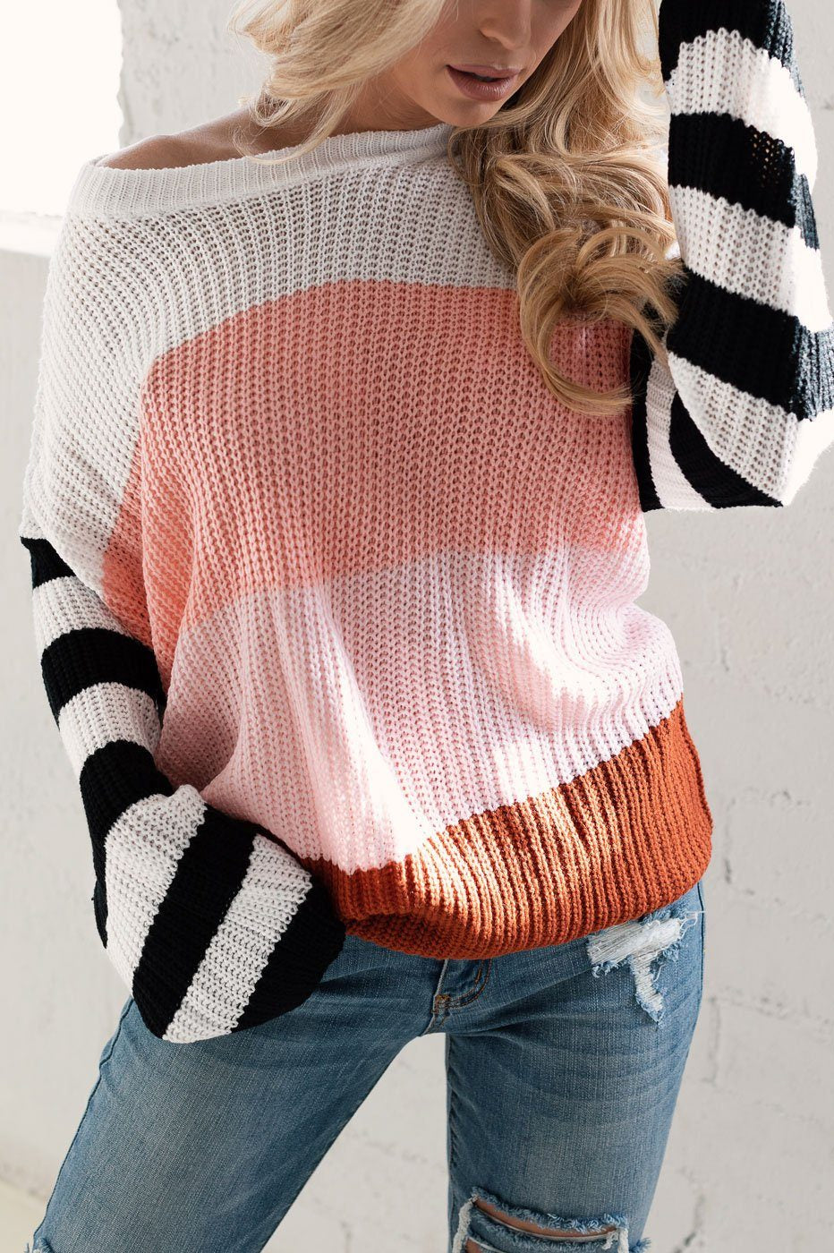 Blush Colorblock Knit Sweater 