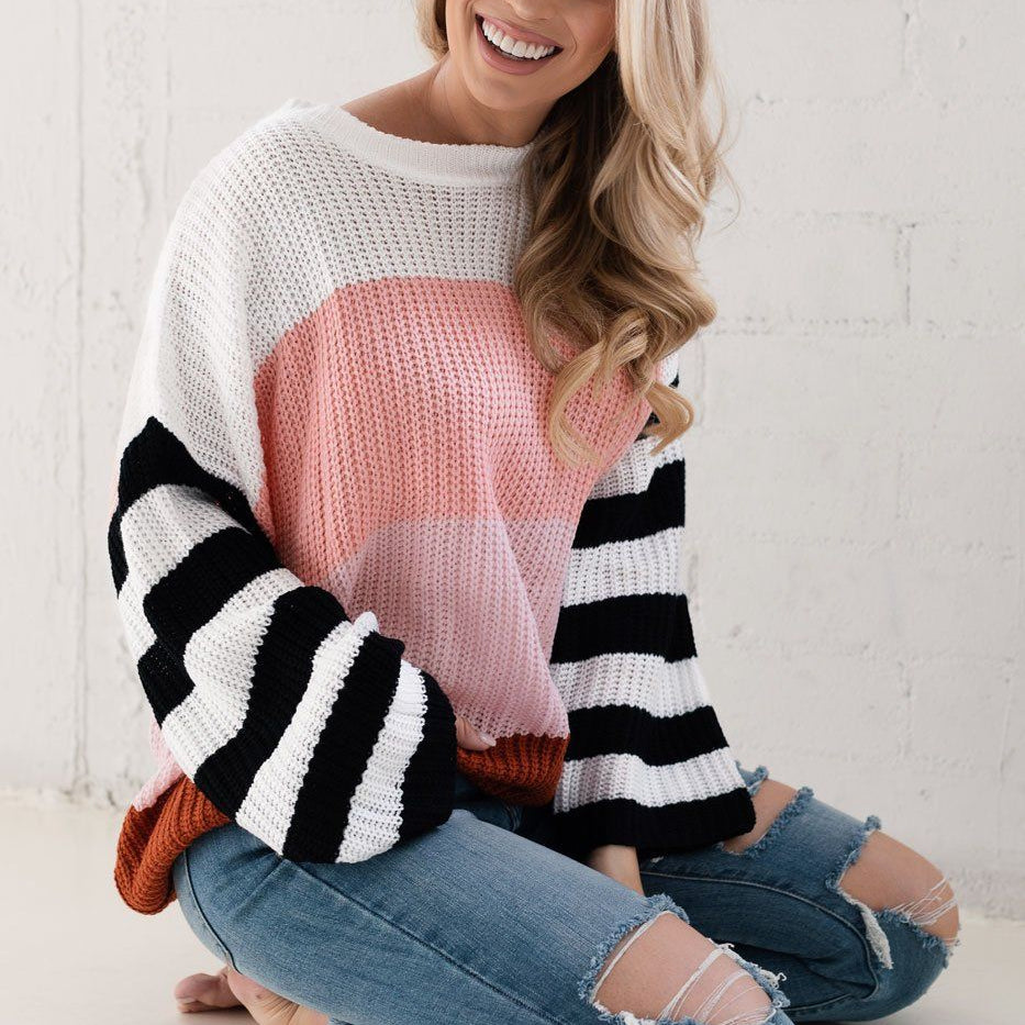 Blush Colorblock Knit Sweater 