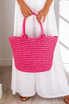 Hot Pink Straw Tote