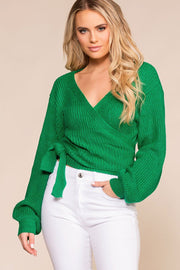 Green Wrap Sweater