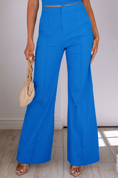 Azure Blue Wide Leg Pants