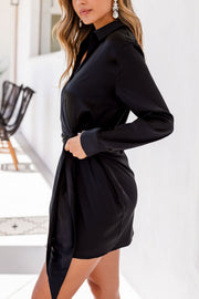 Easy Elegance Black Satin Dress