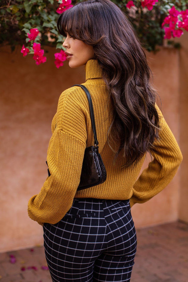 Mustard Knit Turtleneck Sweater