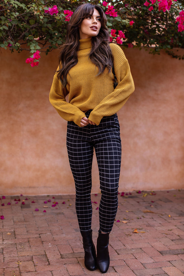 Mustard Knit Turtleneck Sweater