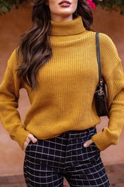 Mustard Knit Turtleneck Sweater