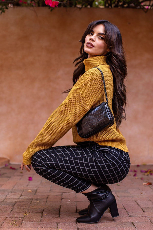 Mustard Knit Turtleneck Sweater