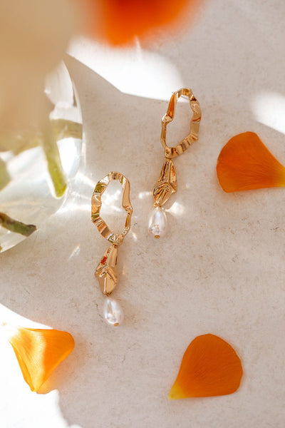 Gold Pearl Earrings