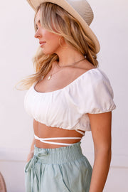 Ellie White Tie Crop Top