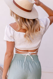 Ellie White Tie Crop Top