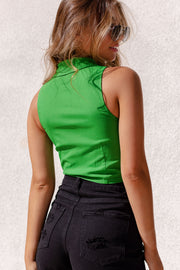 Green Ruched Crop Top