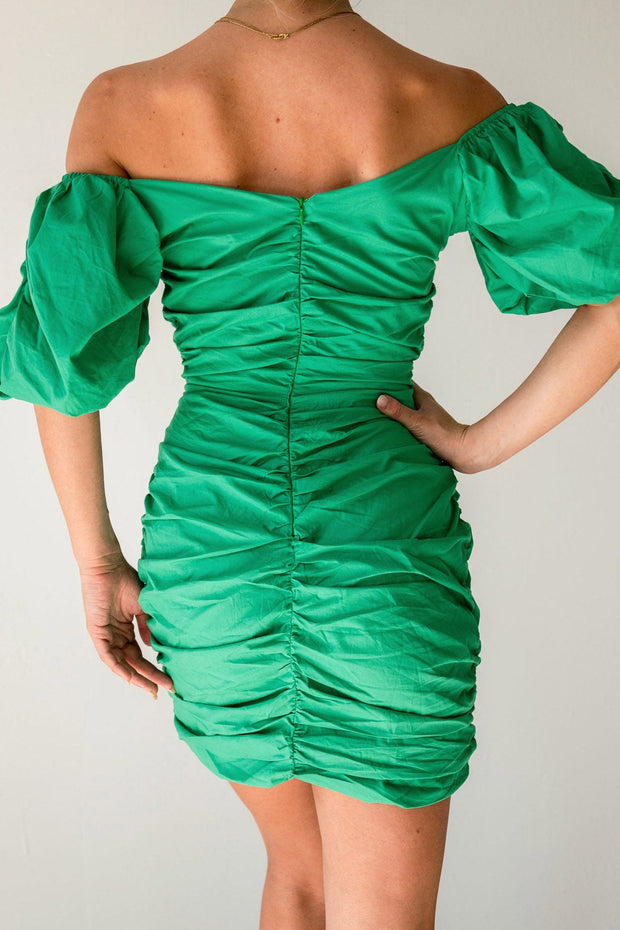 Emely Green Ruched Mini Dress