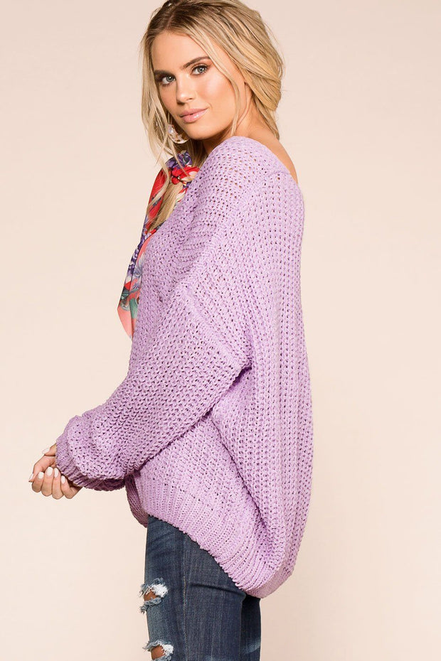 Lavender Oversized Knit Sweater