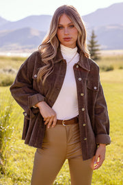 Fern Chocolate Distressed Corduroy Jacket