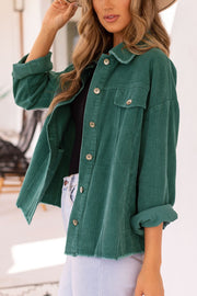 Fern Jade Green Distressed Corduroy Jacket