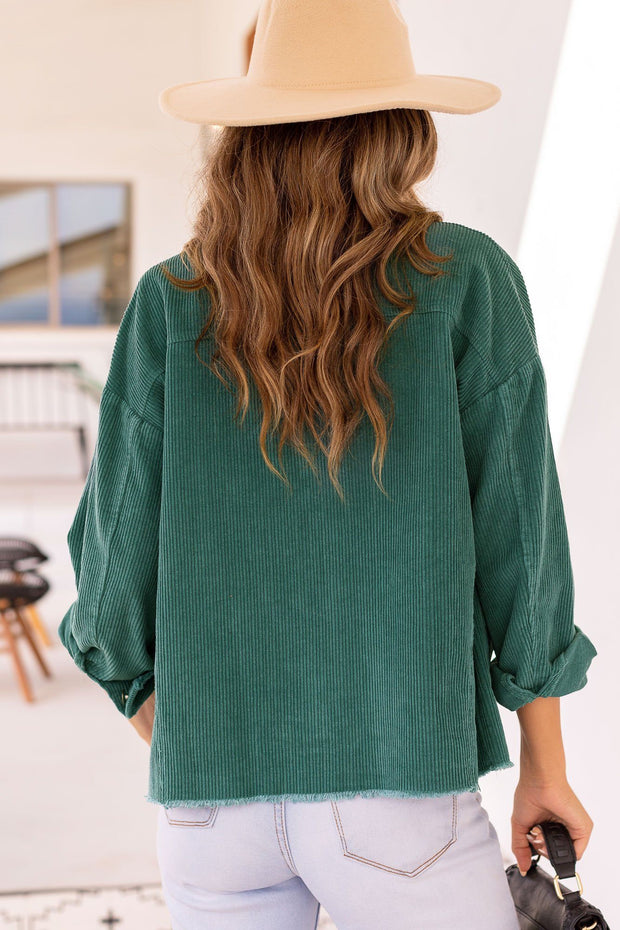 Fern Jade Green Distressed Corduroy Jacket