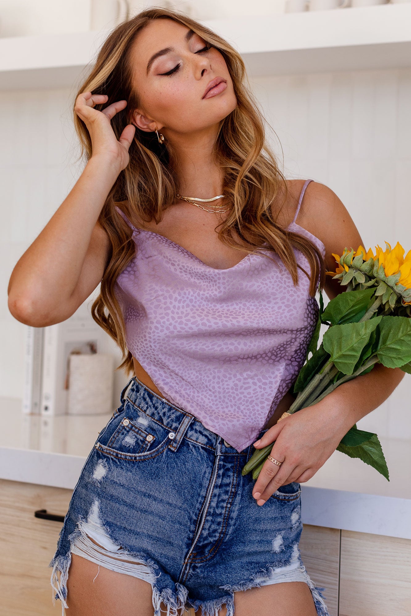 Lavender Satin Top