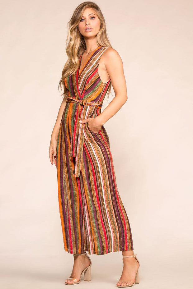Rust Striped Jumpsuit