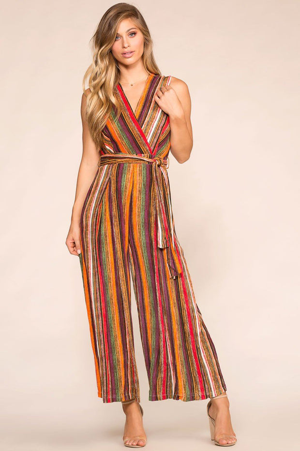 Rust Striped Jumpsuit