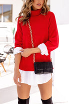 Red Knit Turtleneck Sweater