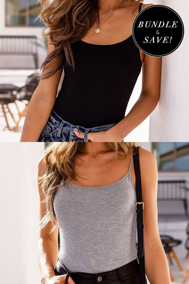Friday Black and Heather Grey Tank Bodysuit Bundle