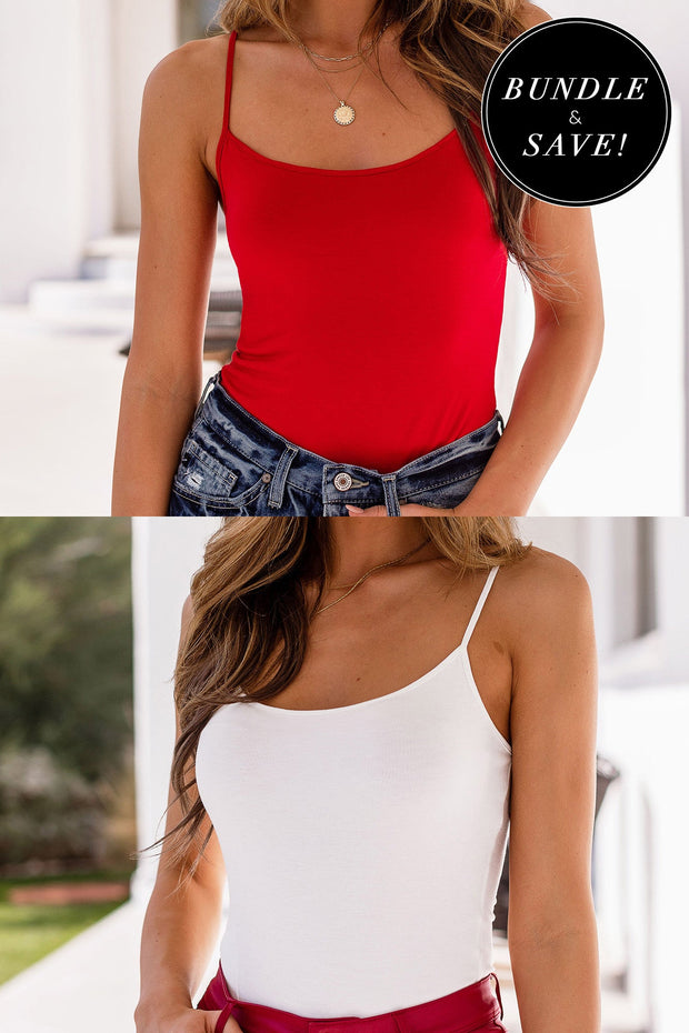 Friday White and Red Tank Bodysuit Bundle