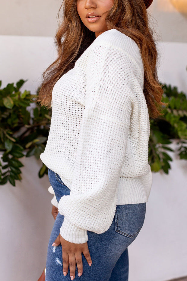 Ivory Knit Bell Sleeve Sweater