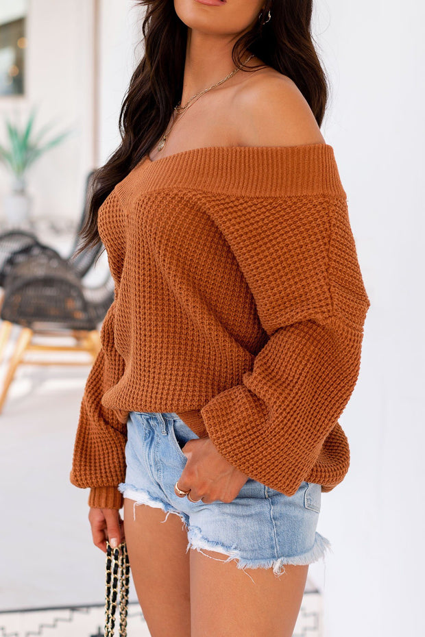 Rust Knit Bell Sleeve Sweater