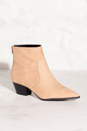 Go Wild Taupe Pointed-Toe Booties