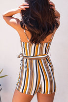 Mustard Striped Tie-Front Romper