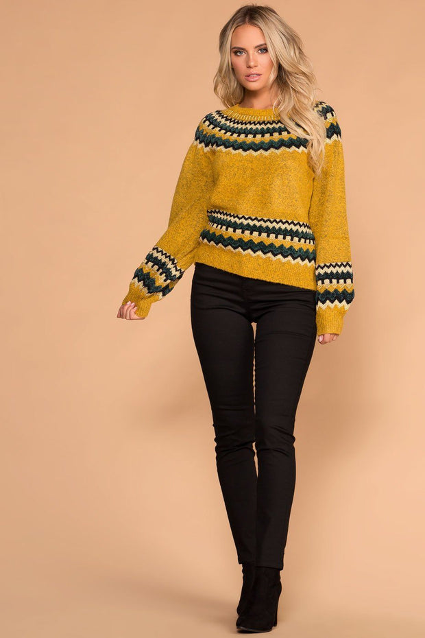 Mustard Chevron Knit Sweater