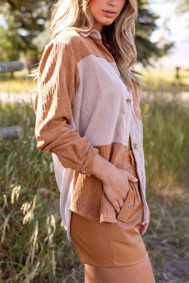 Corduroy Colorblock Shacket
