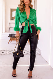 Green Satin Top