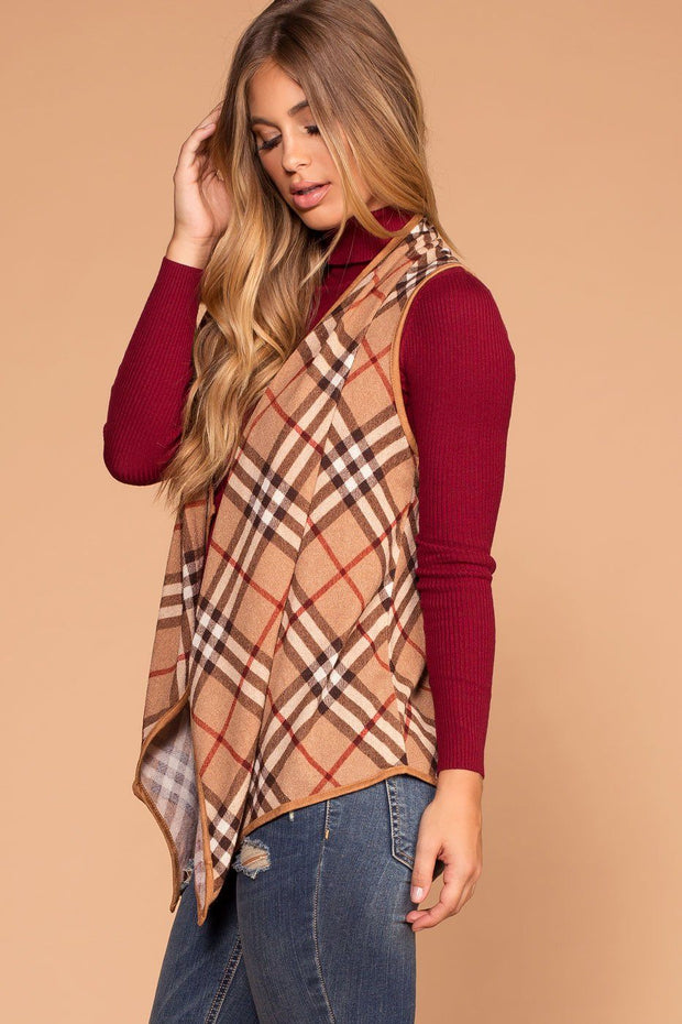 Taupe Plaid Vest