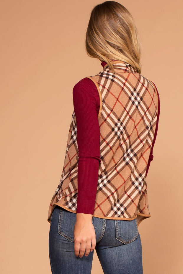 Taupe Plaid Vest
