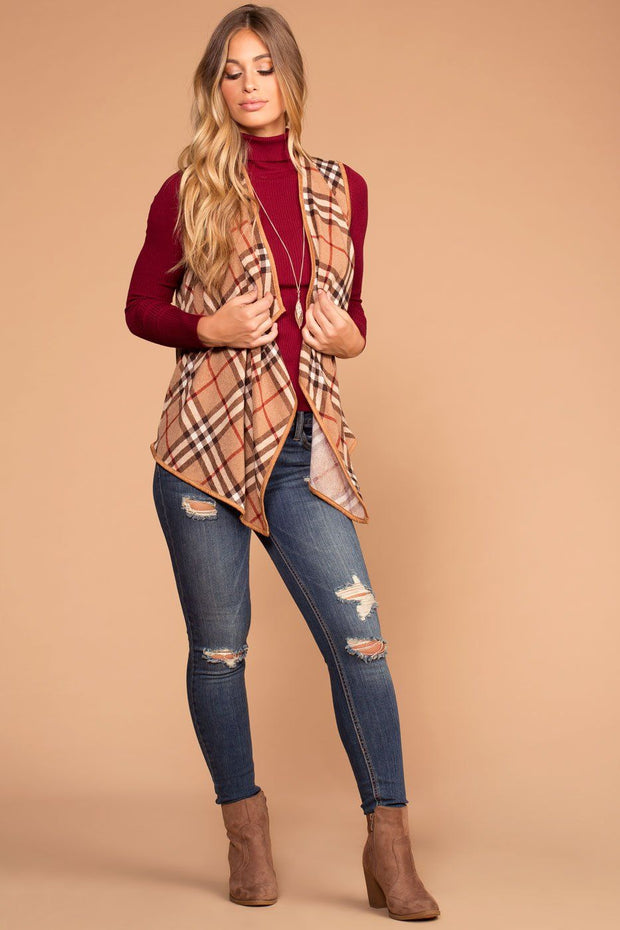 Taupe Plaid Vest