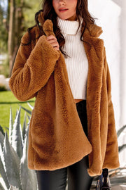 Camel Faux Fur Coat