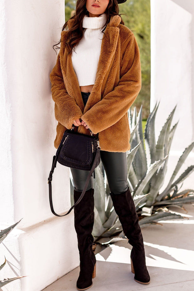 Camel Faux Fur Coat
