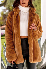 Camel Faux Fur Coat