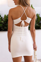 White Tie-Back Mini Dress