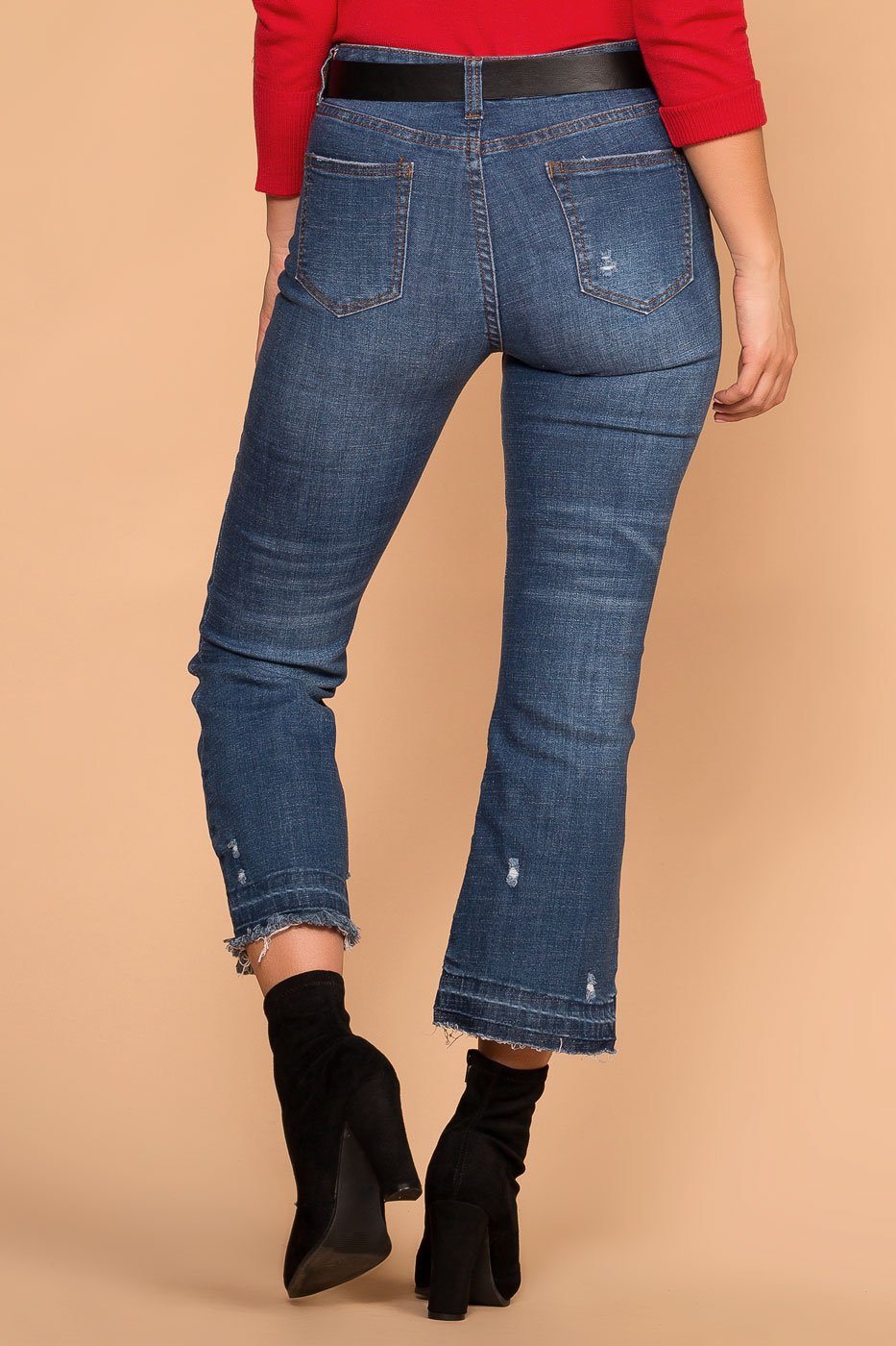 Distressed Flare Denim Jeans