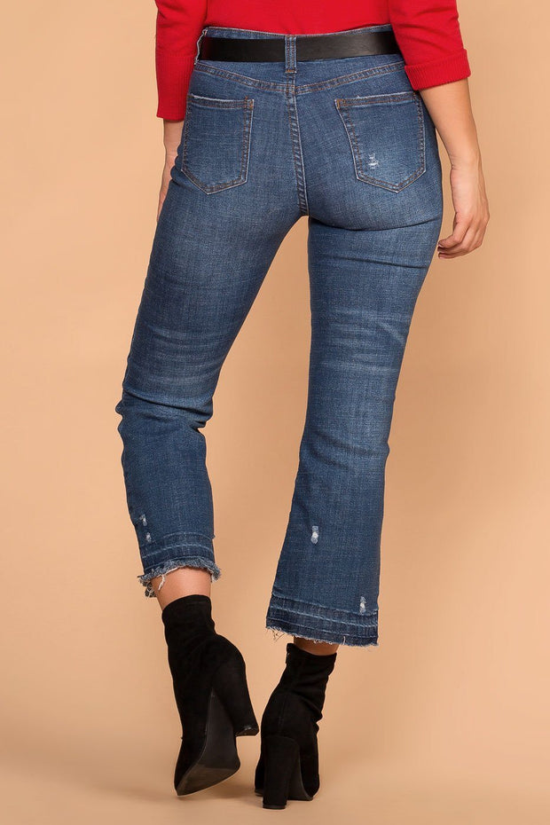 Distressed Flare Denim Jeans